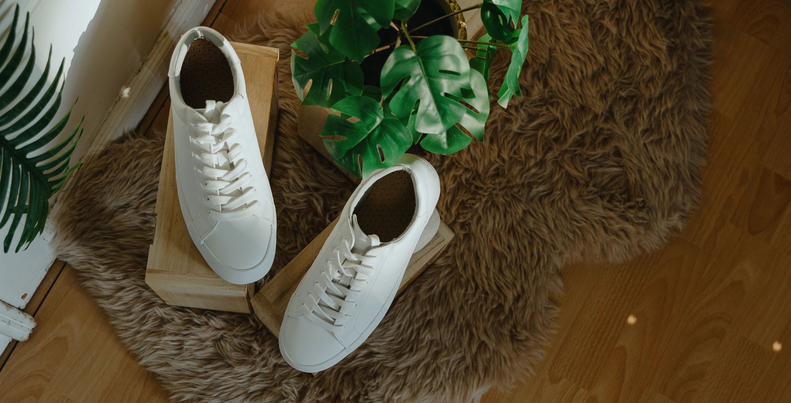 White sneakers on display